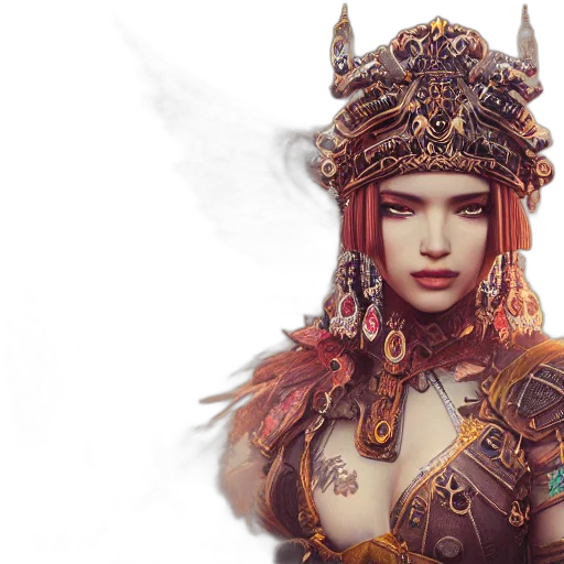 jewelry, fantasy art, concept art, photorealistic, 3d render, red, warrior, princess transparent PNG cut-out
