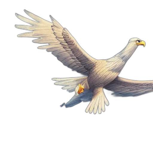 animal, staff, concept art, 3d render, watercolor, photorealistic, eagle, fly transparent PNG cut-out