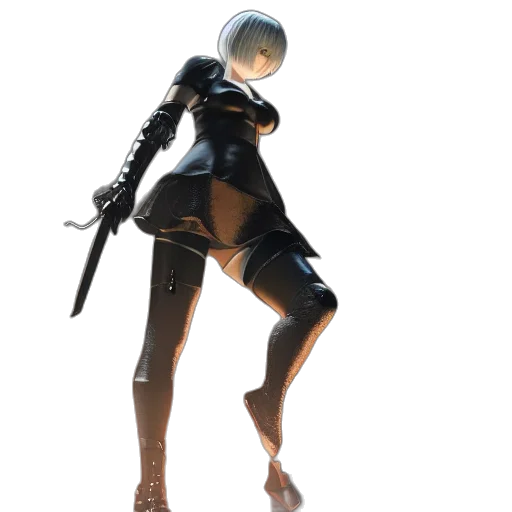 weapon, sword, robot, dress, concept art, 3d render, cyberpunk, fantasy art transparent PNG cut-out