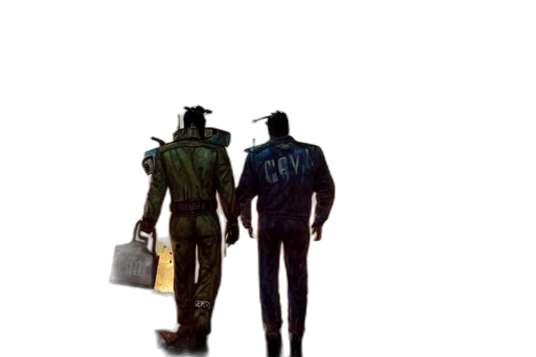 robot, jacket, hat, concept art transparent PNG cut-out