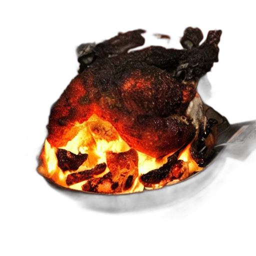 food, mask, jacket, hat, photorealistic, 3d render, fire, chicken transparent PNG cut-out