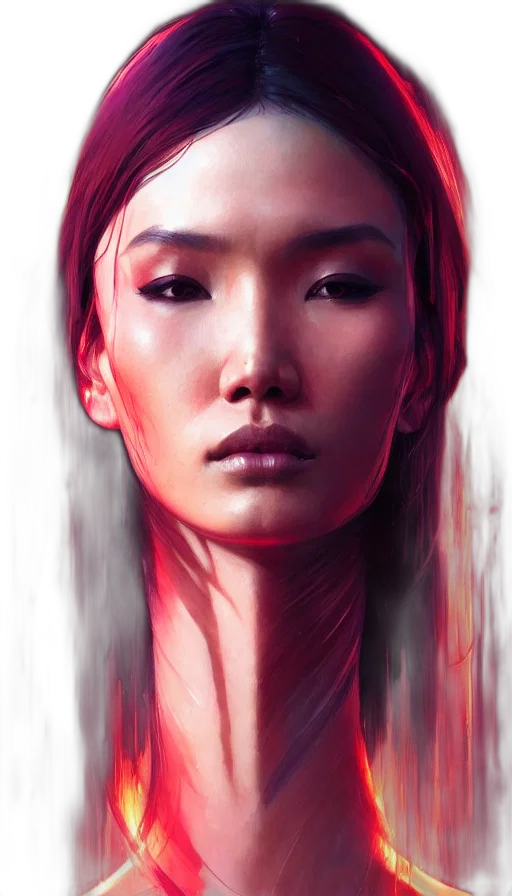 face, photorealistic, concept art, fantasy art, oil painting, red, colorful, dark transparent PNG cut-out