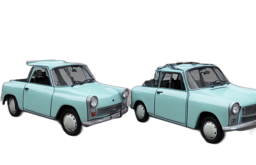 car, 3d render, photorealistic, concept art, trabant, brought, back, 2022 transparent PNG cut-out