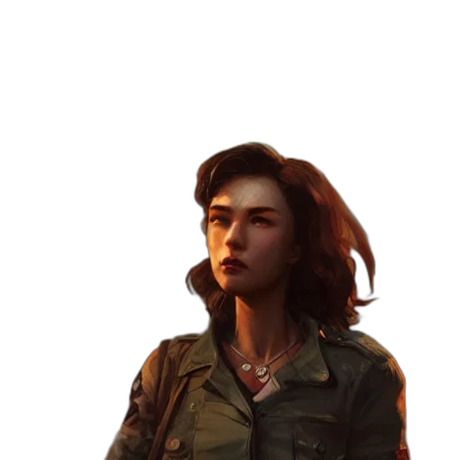 face, jacket, staff, weapon transparent PNG cut-out