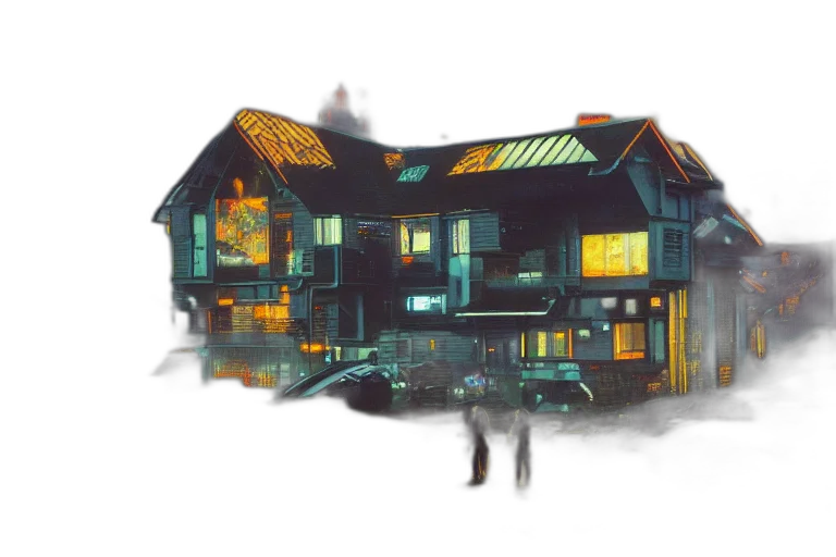 building, furniture, robot, concept art, 3d render, watercolor, pixel art, fog transparent PNG cut-out