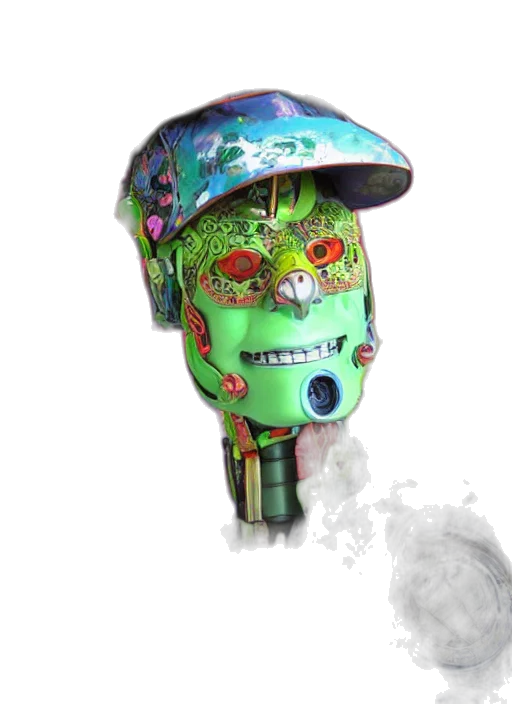 mask, hat, face, robot, concept art, 3d render, photorealistic, fantasy art transparent PNG cut-out