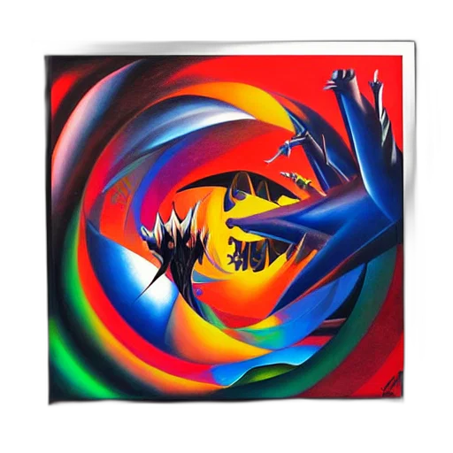 dragon, umbrella, concept art, oil painting transparent PNG cut-out
