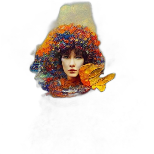 hat, crown, face, flower, photorealistic, oil painting, watercolor, fantasy art transparent PNG cut-out