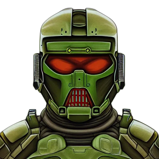 robot, mask, face, pixel art, comic book art, concept art, 3d render, green transparent PNG cut-out