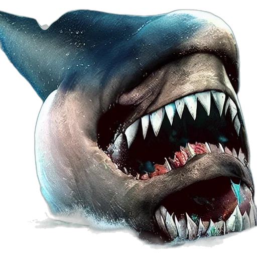 creature, animal, concept art, photorealistic, 3d render, watercolor, megalodon, eats transparent PNG cut-out