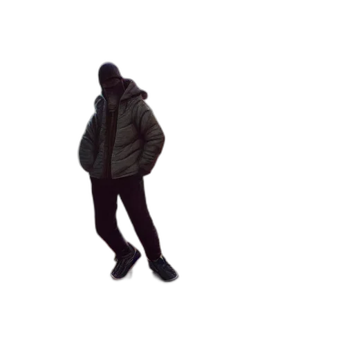 jacket, shoes, creature, staff transparent PNG cut-out
