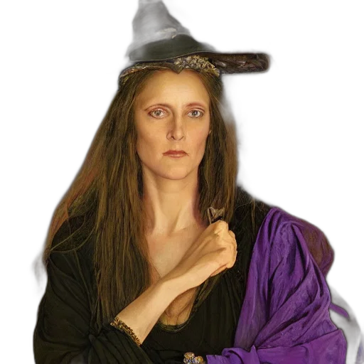 hat, staff, dress, crown, photorealistic, oil painting, fantasy art, concept art transparent PNG cut-out