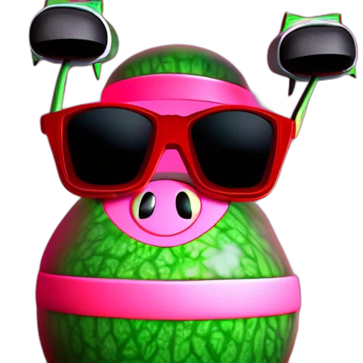 car, mask, 3d render, concept art, cute, watermelon, wearing, sunglasses transparent PNG cut-out