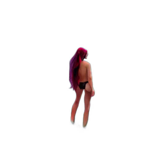 creature, hair, dress, animal, 3d render, pixel art, concept art, vaporwave transparent PNG cut-out