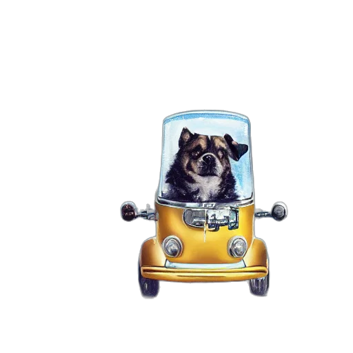 car, animal, photorealistic, cartoon, concept art, 3d render, dog, clear transparent PNG cut-out