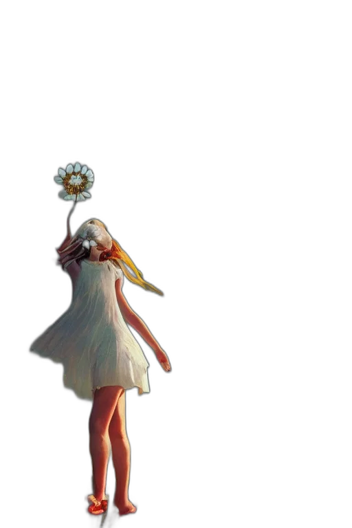 dress, crown, staff, flower, concept art, 3d render, pixel art, fantasy art transparent PNG cut-out