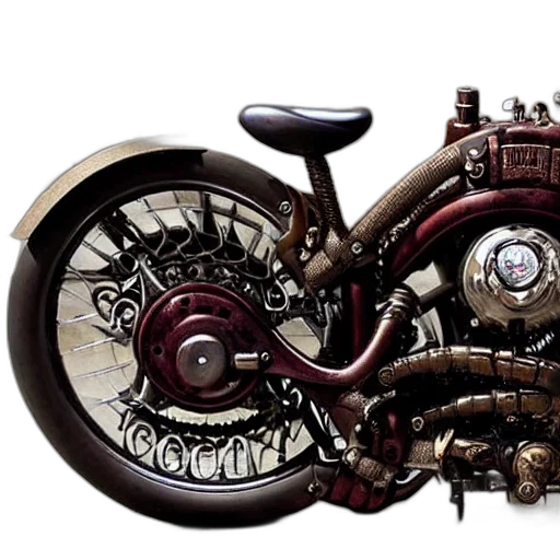 weapon, concept art, photorealistic, comic book art, fantasy art, steampunk, harley, davidson transparent PNG cut-out