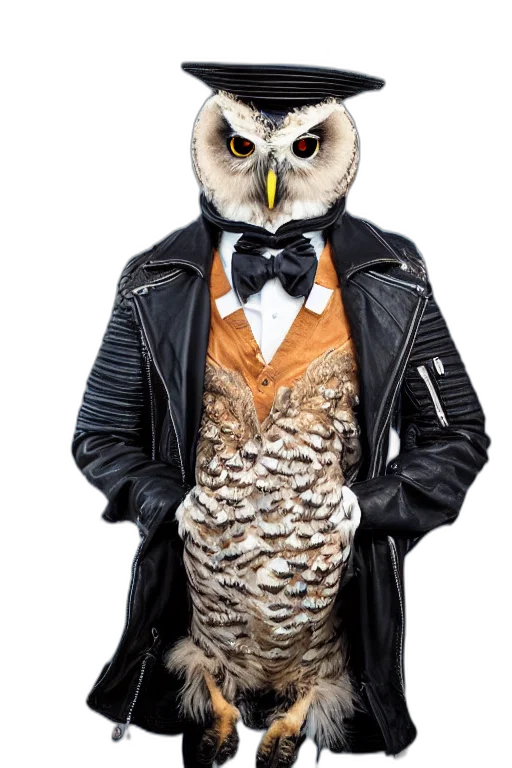 jacket, animal, staff, creature, photorealistic, concept art, monochrome, cute transparent PNG cut-out