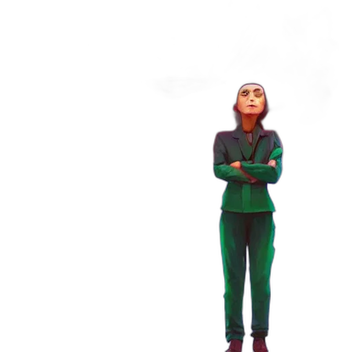 staff, robot, jacket, creature, 3d render, concept art, pixel art, cartoon transparent PNG cut-out