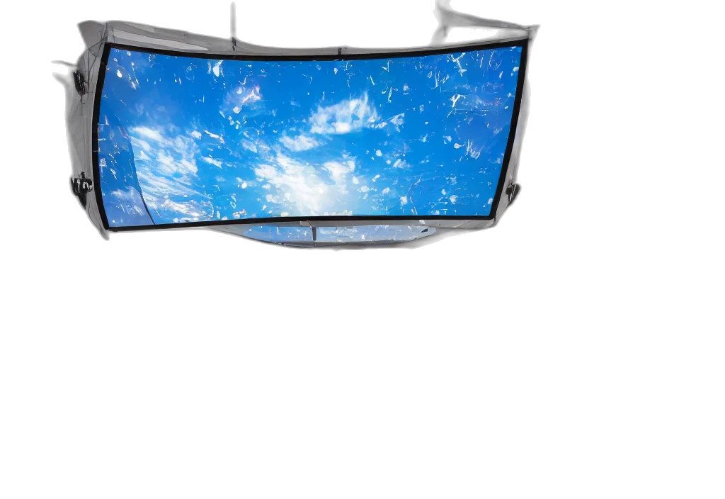 umbrella, 3d render, outer space, matric, curved, transparent, videoscreens, florida transparent PNG cut-out