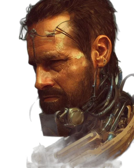 face, robot, concept art, cyberpunk transparent PNG cut-out