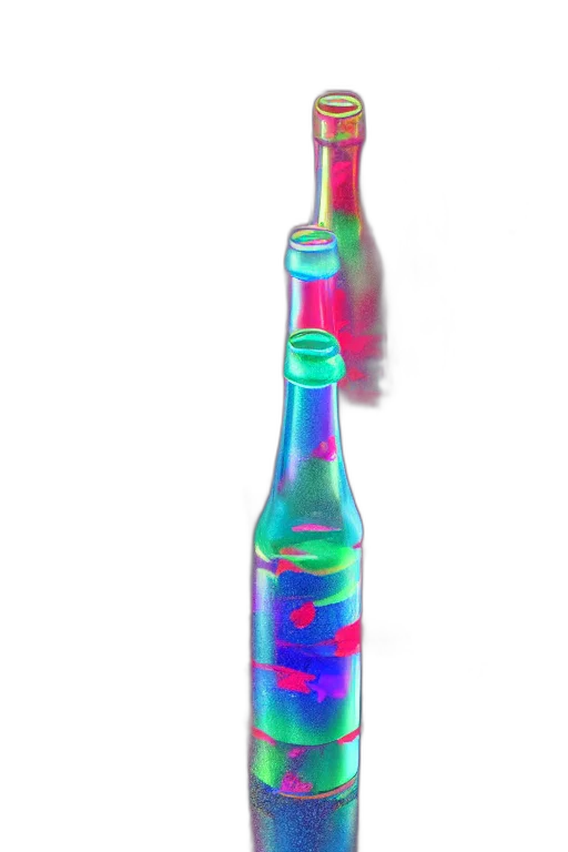 bottle, weapon, sword, umbrella, vaporwave, 3d render, concept art, photorealistic transparent PNG cut-out