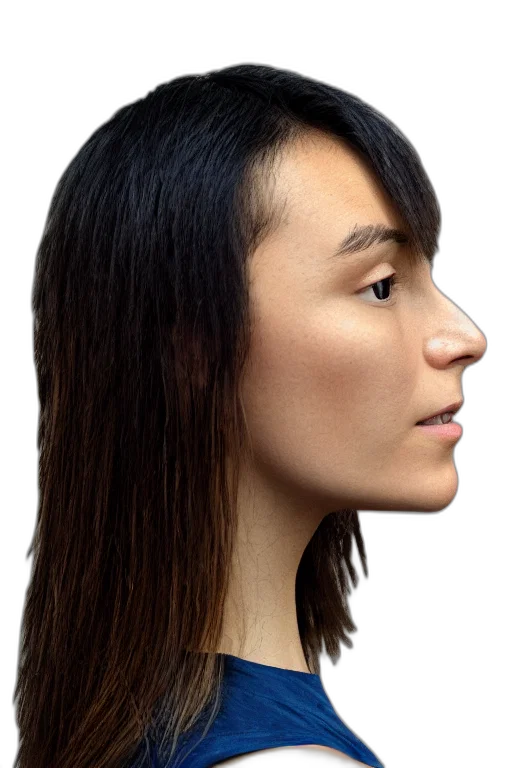 face, hair, mask, hat, photorealistic, 3d render, concept art, profile transparent PNG cut-out