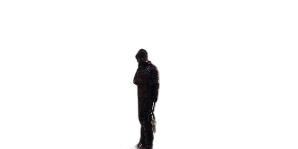 jacket, staff, robot, creature transparent PNG cut-out