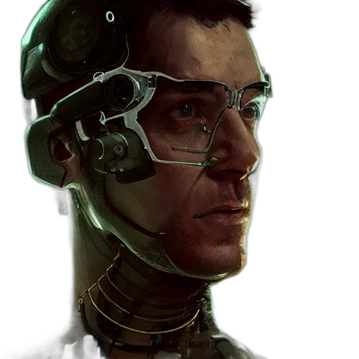 robot, face, staff, weapon transparent PNG cut-out
