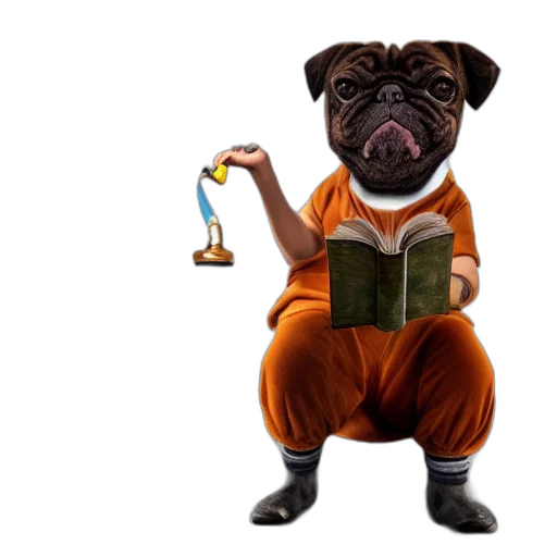 staff, dog, pants, smoking transparent PNG cut-out