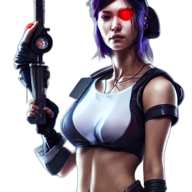 weapon, staff, robot, cyberpunk, concept art, fantasy art, pixel art, nurse transparent PNG cut-out