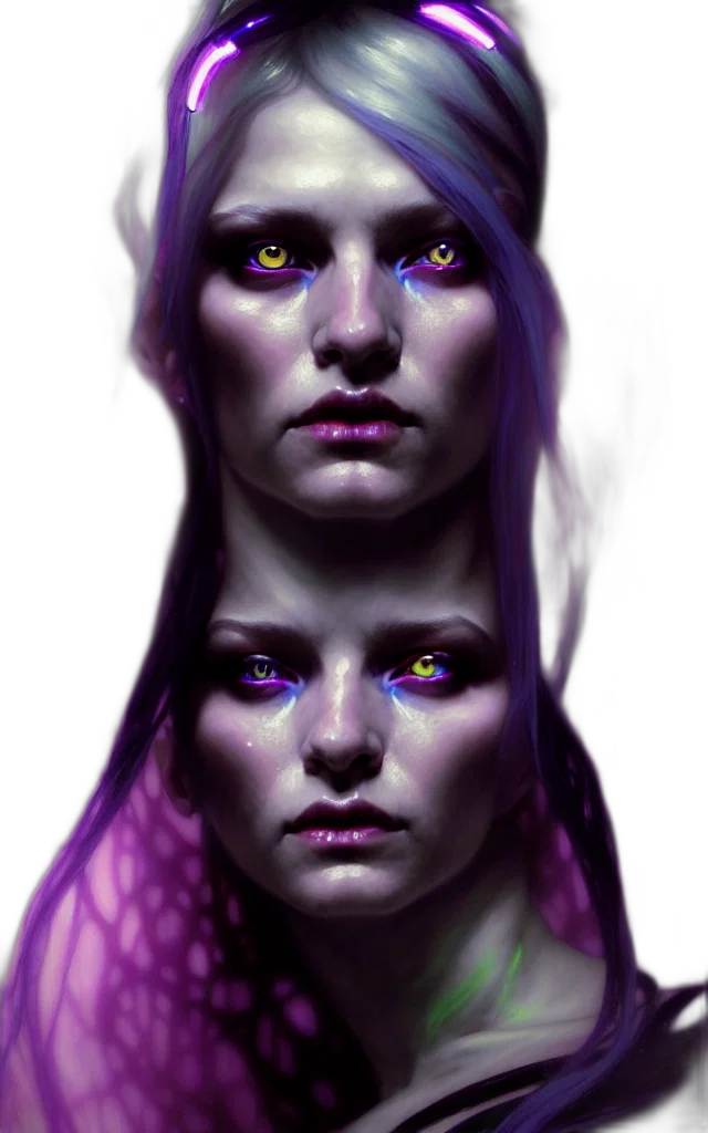 face, mask, creature, fantasy art, concept art, cyberpunk, photorealistic, neon lights transparent PNG cut-out