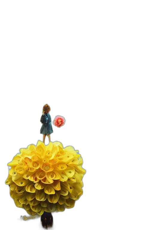 flower, dress, umbrella, crown, 3d render, pixel art, concept art, photorealistic transparent PNG cut-out