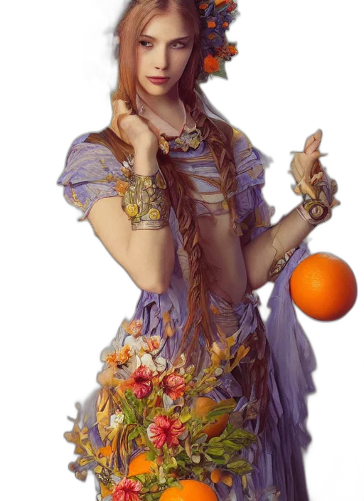 dress, crown, staff, jewelry, fantasy art, photorealistic, oil painting, concept art transparent PNG cut-out