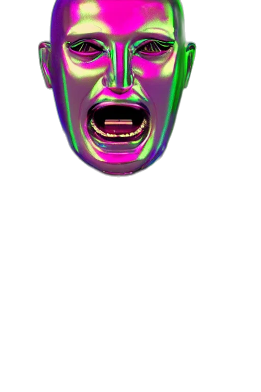 mask, face, robot, creature, vaporwave, 3d render, cyberpunk, concept art transparent PNG cut-out
