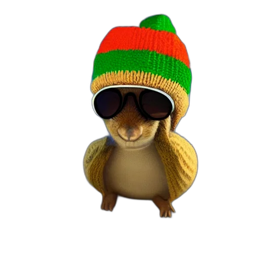 hat, animal, 3d render, photorealistic, photograph, knitted, cute, capybara transparent PNG cut-out