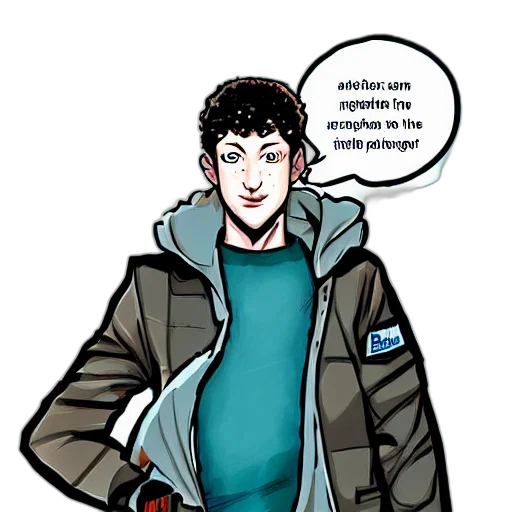 jacket, staff, comic book art, concept art, cartoon, anime, young, mark transparent PNG cut-out