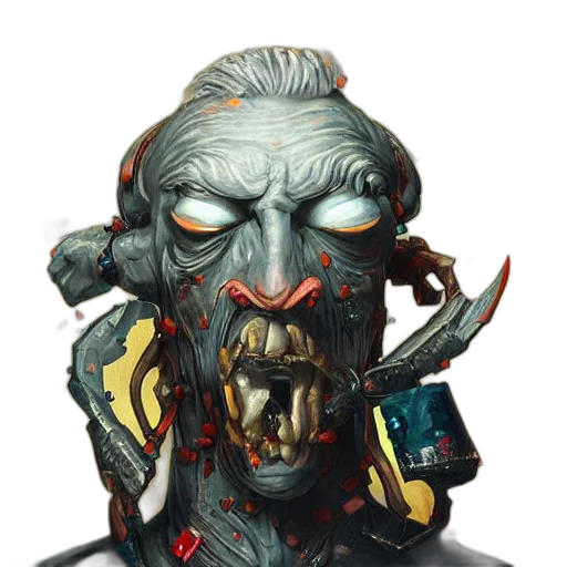 face, mask, staff, concept art, fantasy art, comic book art, cyberpunk, epic transparent PNG cut-out