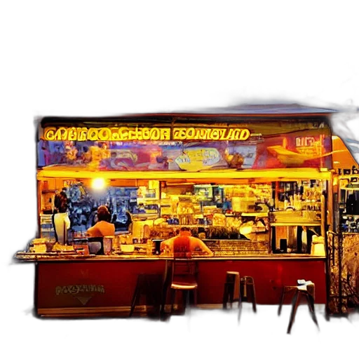 food, furniture, staff, concept art, photorealistic, 3d render, cyberpunk, neon lights transparent PNG cut-out