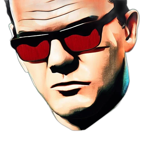 face, jacket, comic book art, cartoon, cyberpunk, concept art, pulp, fiction transparent PNG cut-out