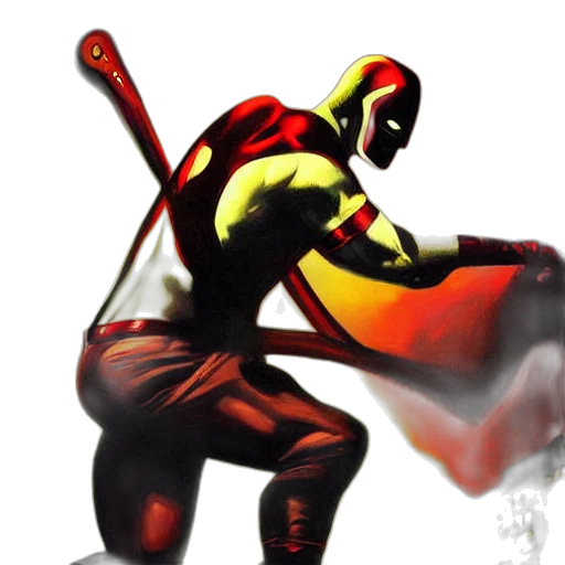 concept art, comic book art, 3d render, fantasy art, red, daredevil, painting, julie transparent PNG cut-out
