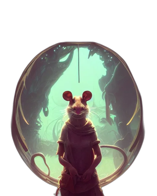 creature, animal, staff, jacket, concept art, fantasy art, comic book art, 3d render transparent PNG cut-out