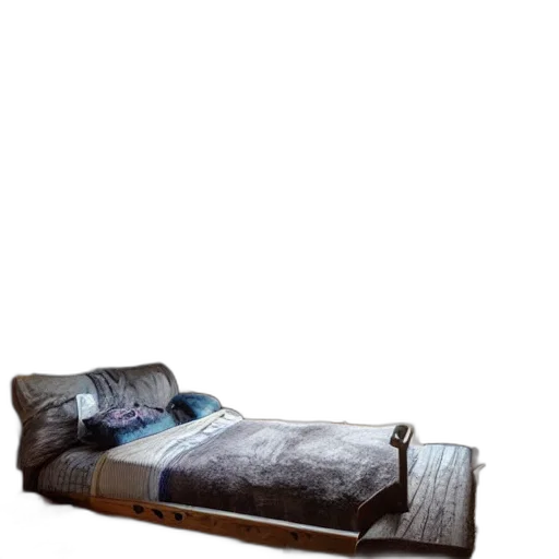 furniture, 3d render, photorealistic, concept art, outer space, earth tones, dark, cozy transparent PNG cut-out