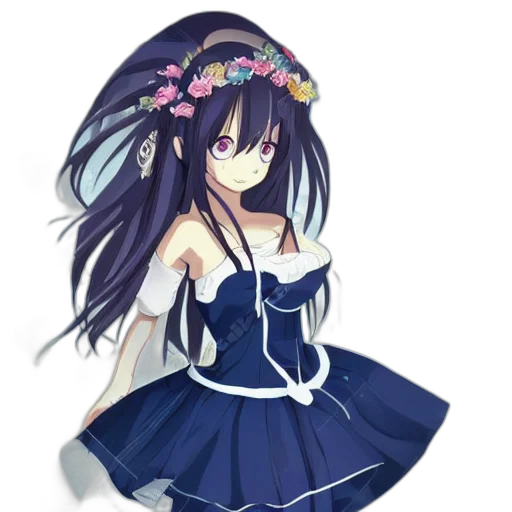 dress, flower, staff, crown, anime, pixel art, fantasy art, photorealistic transparent PNG cut-out