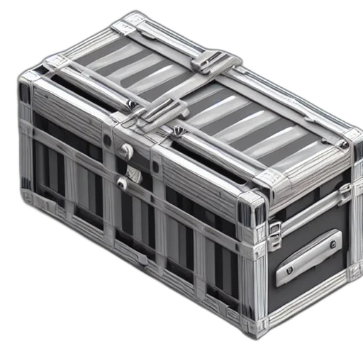 furniture, 3d render, mech, chest, white, background, isometric, ultra transparent PNG cut-out