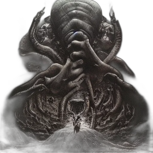 creature, dragon, animal, mask, concept art, fantasy art, underwater, fog transparent PNG cut-out