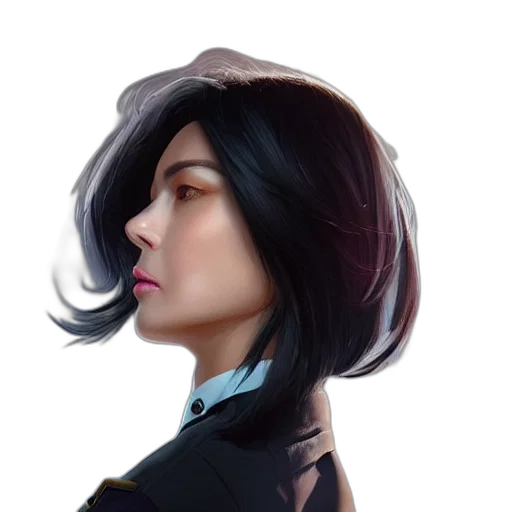 face, jacket, staff, hair transparent PNG cut-out