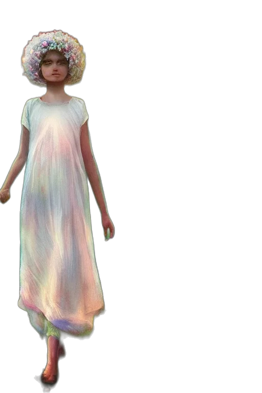 dress, creature, staff, 3d render, concept art, vaporwave, fantasy art, outer space transparent PNG cut-out