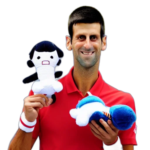 cartoon, novak, djokovic, plushie, toy transparent PNG cut-out