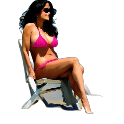 photorealistic, 3d render, oil painting, concept art, beach, salma, hayek, wearing transparent PNG cut-out